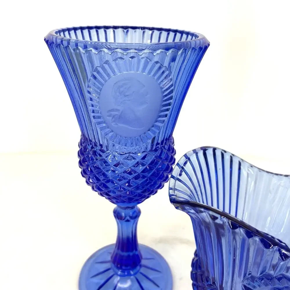 Vintage Fostoria Avon Washington Cobalt Blue Glass Set